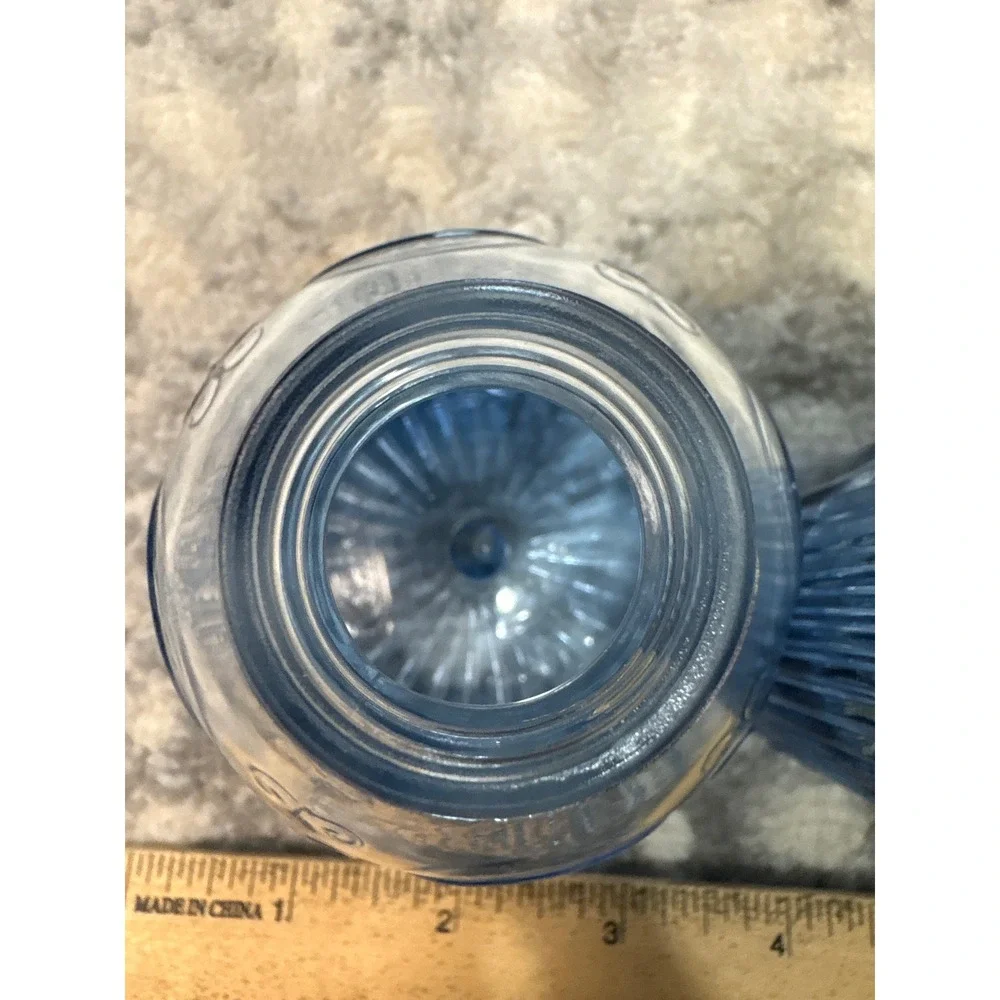 Blue Ombre Ribbed and Embossed Glass Decorative Bottle Set of 2